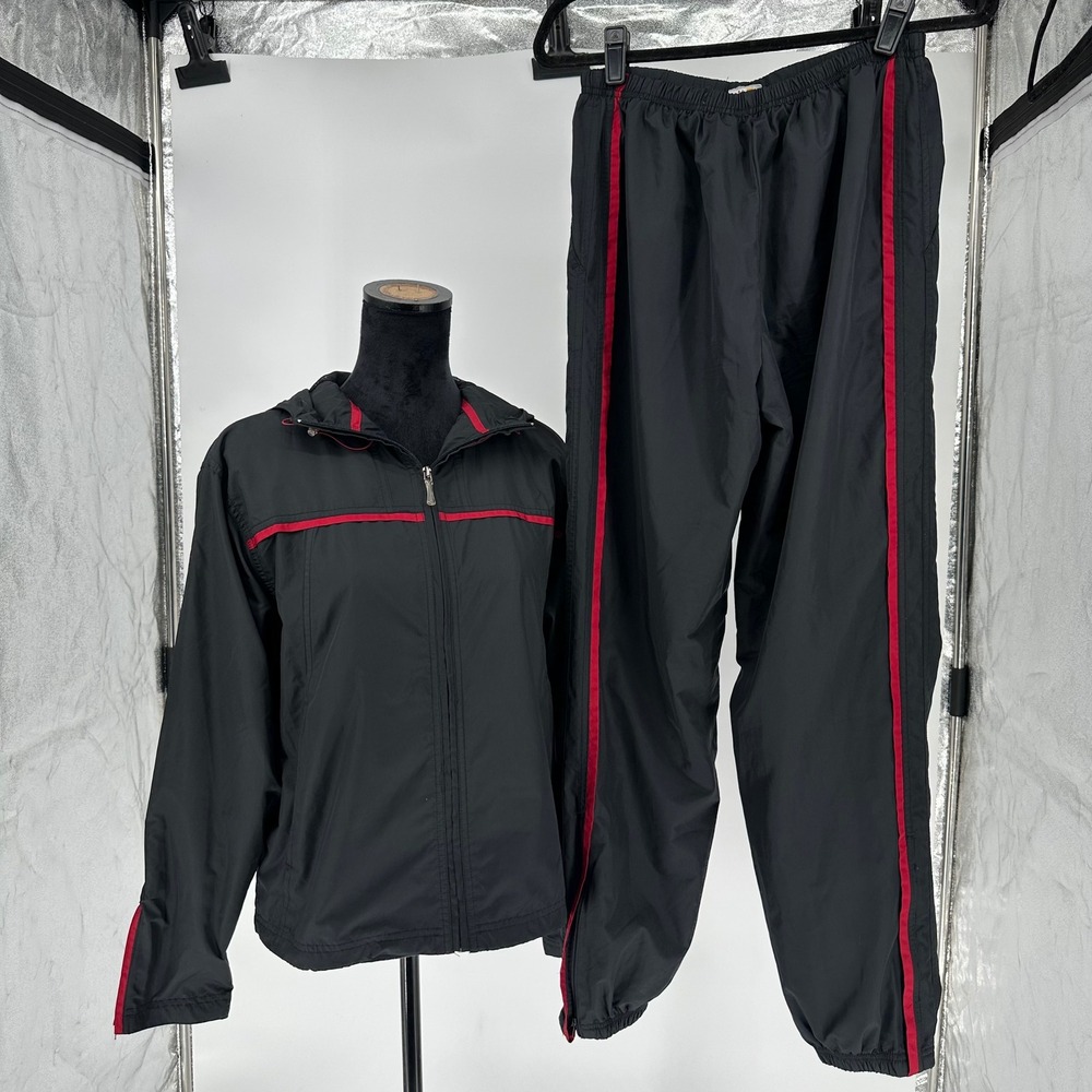 Vintage Y2K Reebok 2 Piece Tracksuit‎ Sweatsuit Black Jacket & Pants Baggy Wms M